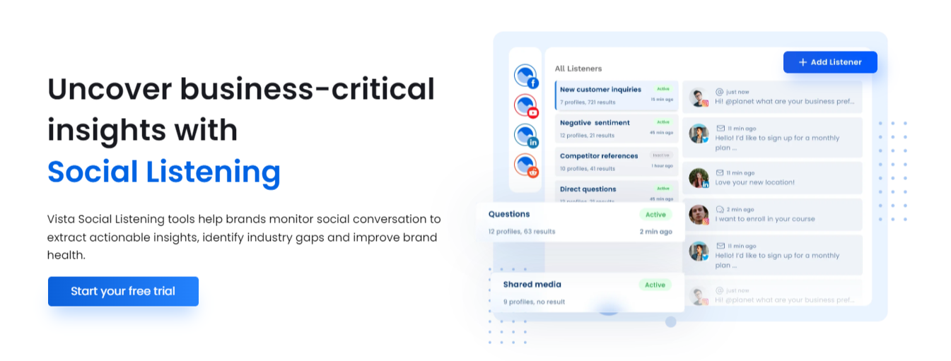 Vista Social Social Listening Tool