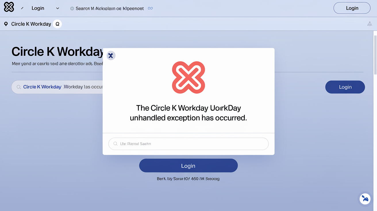 Circle K Workday Unhandled Exception