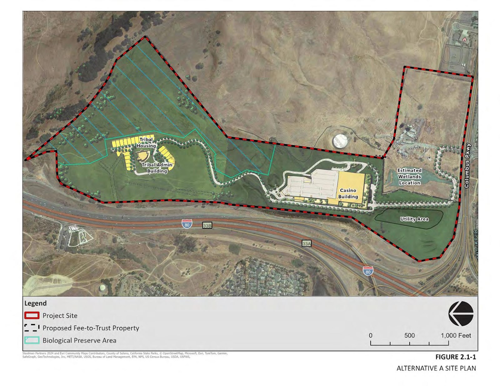 A map of the proposed casino. Image from on of the Scotts Valley Band of Pomo Indians Environmental Assessment