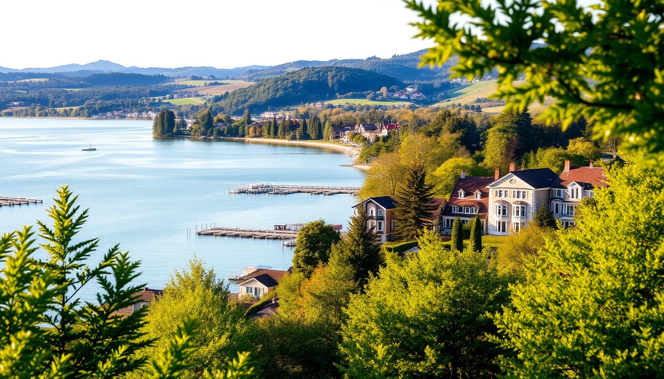 Scenic view of Lake Geneva homes