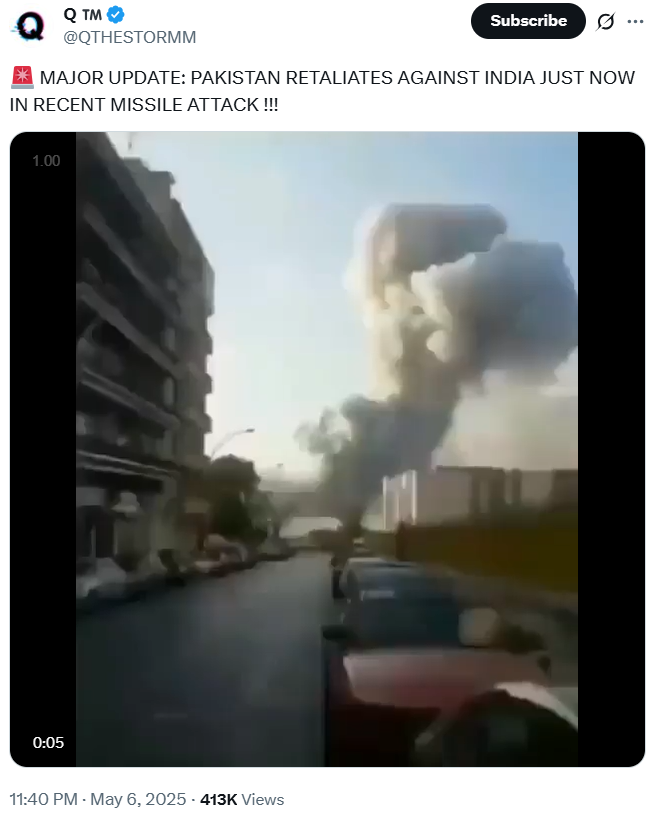 Pakistan retaliates against India just now in recent missile attack.