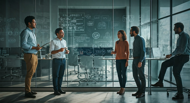 Team brainstorming content marketing strategies