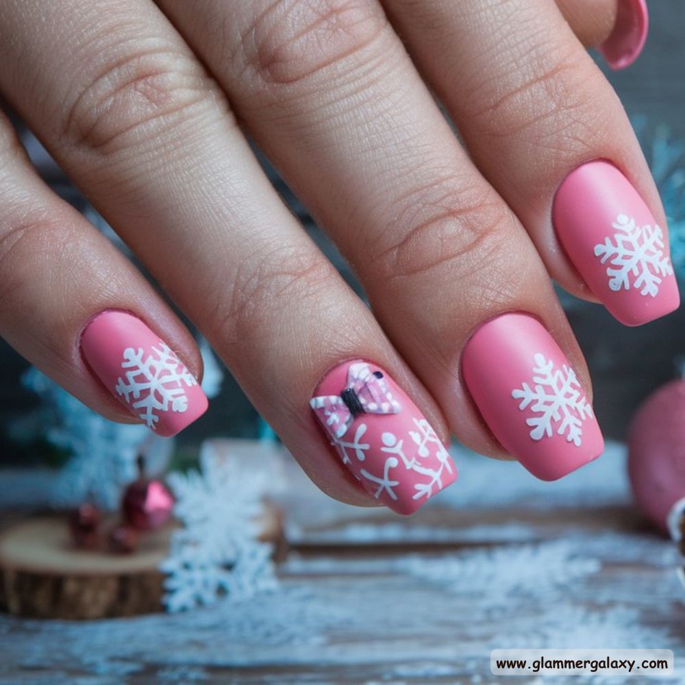 Pink Christmas Nails having Elegant Pink Christmas Nails
