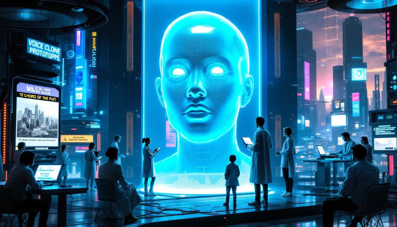 An image depicting ethical considerations surrounding voice cloning technology, illustrating the balance between innovation and responsibility.