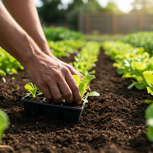 Planting and Transplanting Lettuce Seedlings