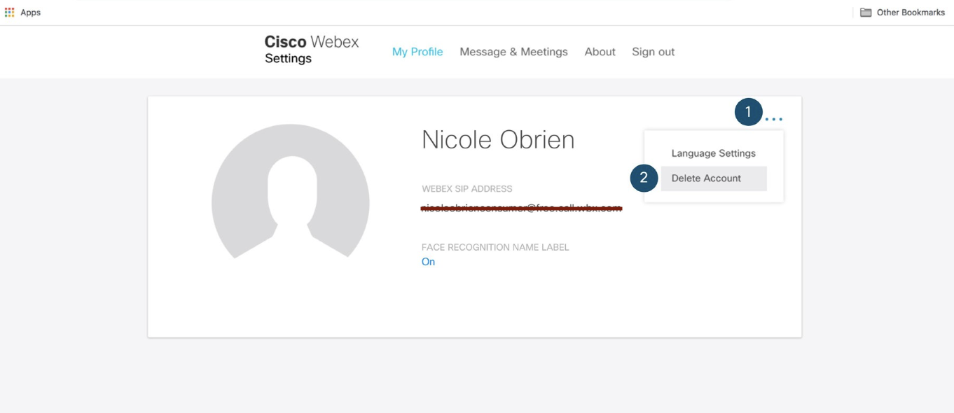 Delete Webex account
