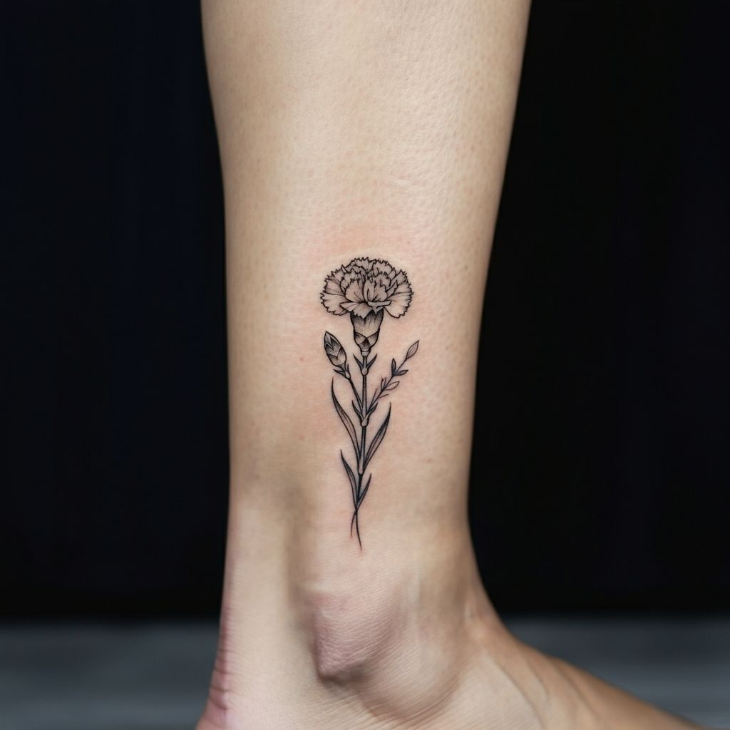Carnation Ankle Tattoo