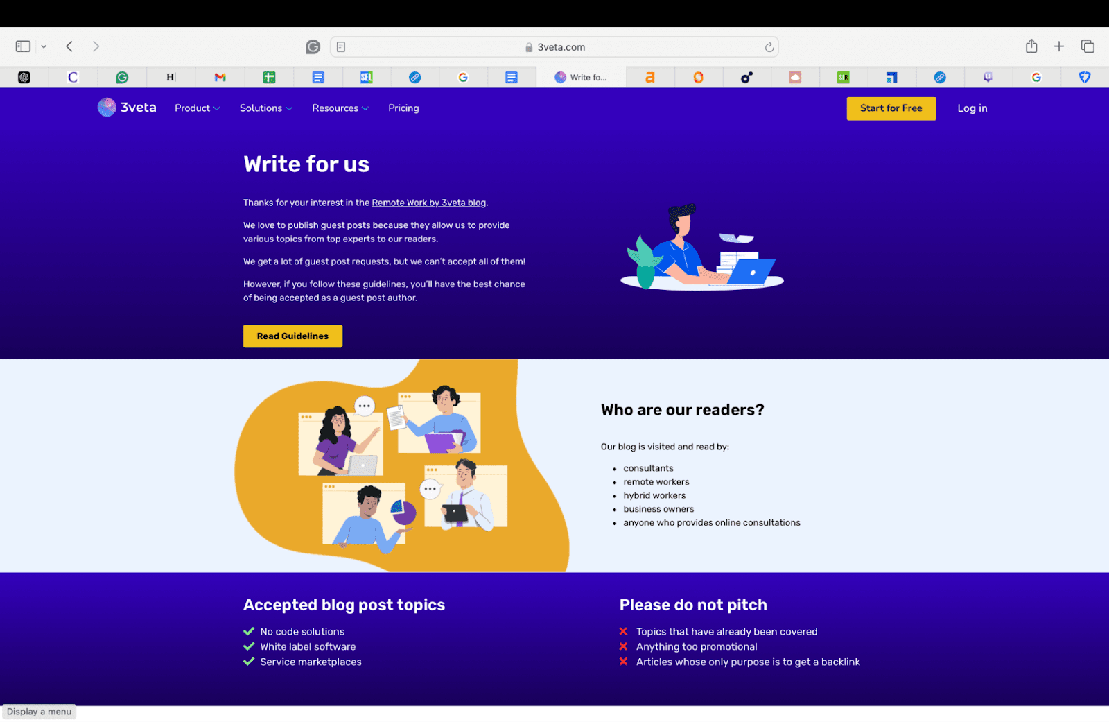 Screenshot of a site's guest posting guidelines