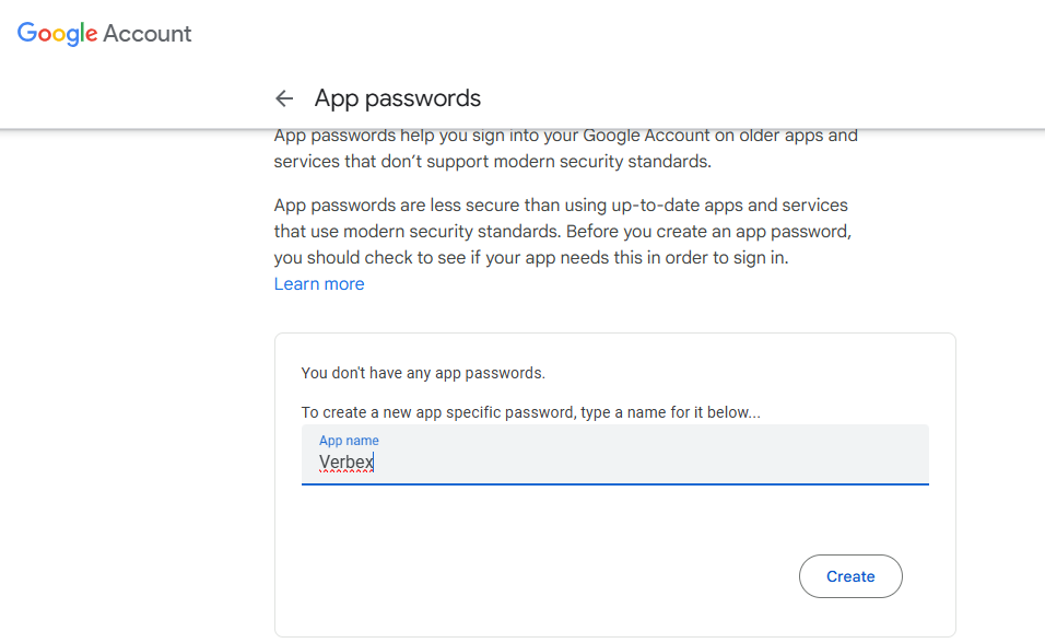 Create App Password