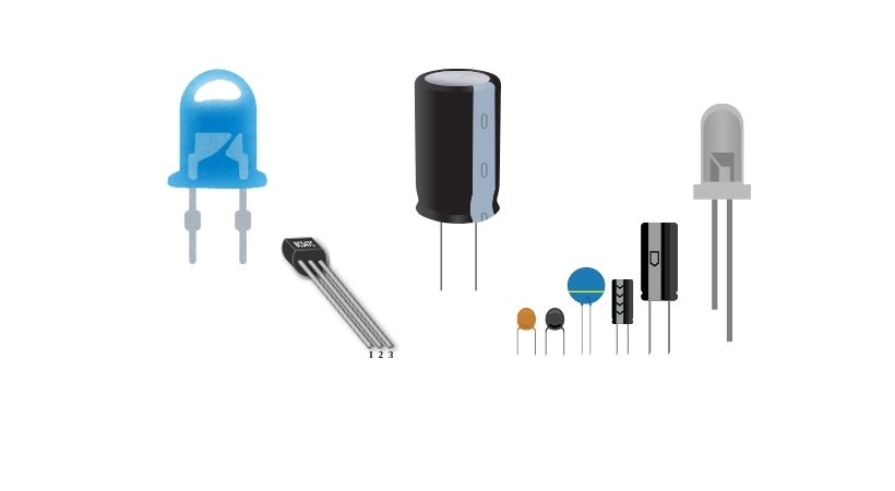 Radial lead through-hole components