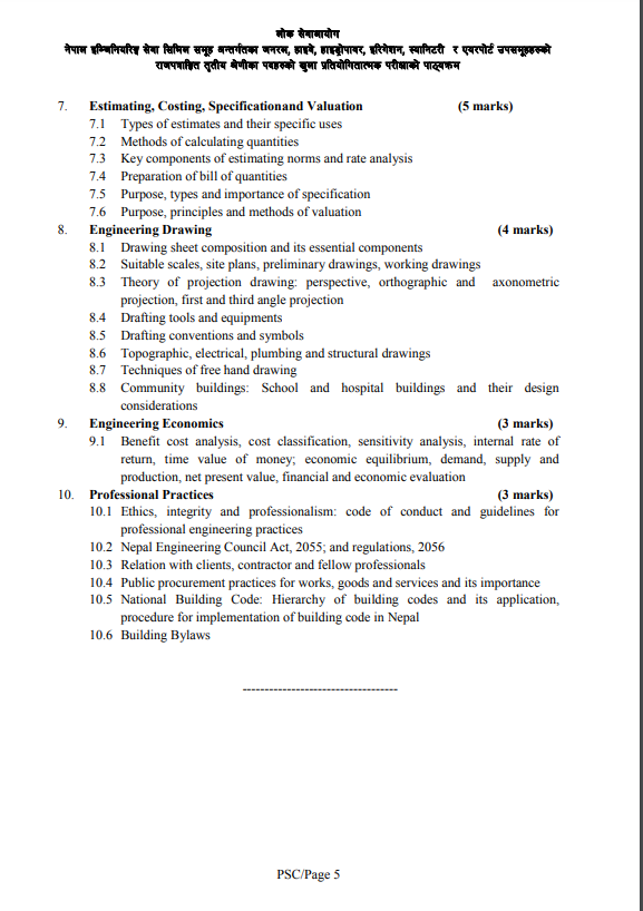 A Complete Guide to Civil Engineer Loksewa: Post Details, Salary, Qualifications, and Syllabus 6