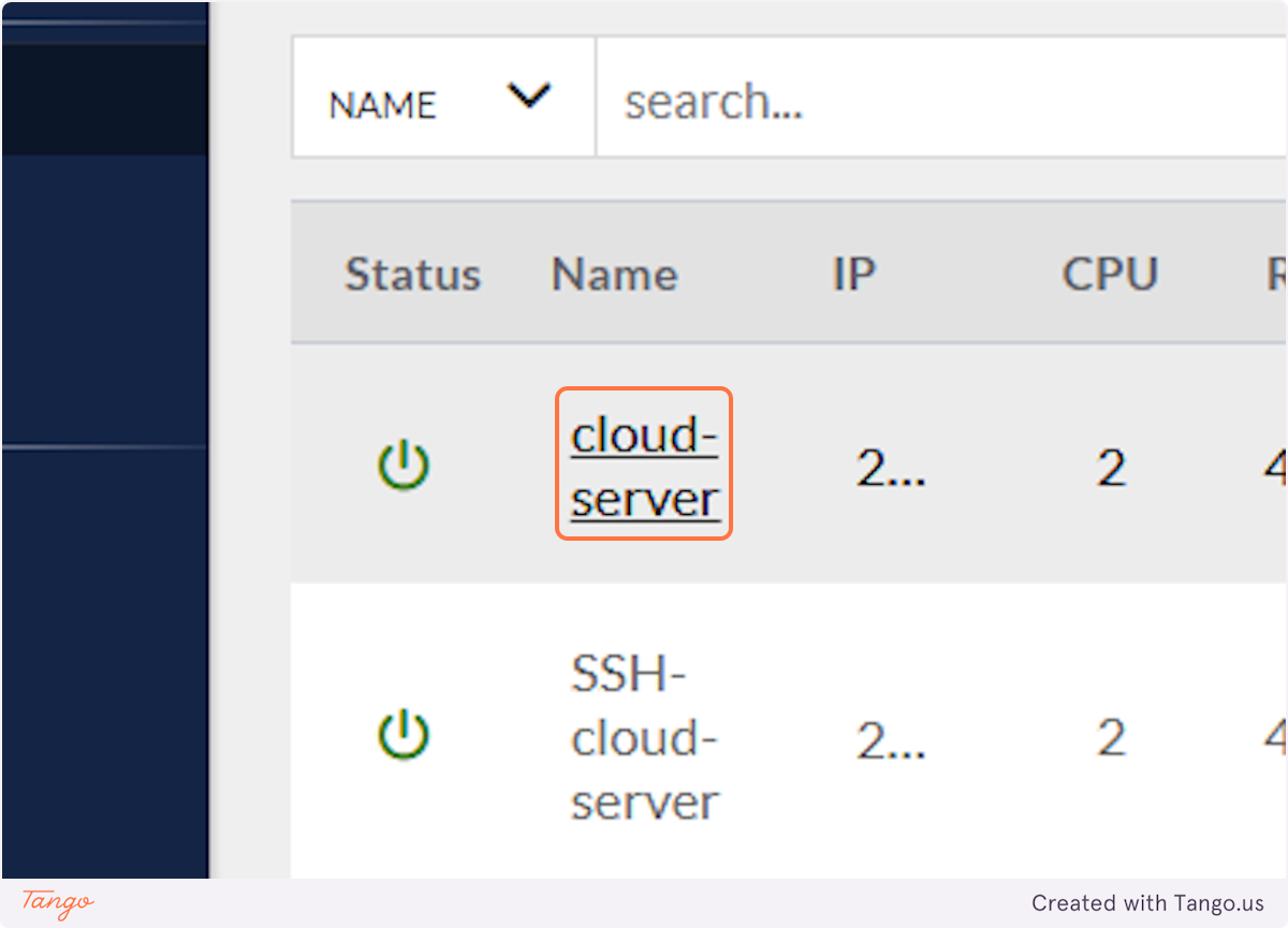 Click on cloud-server