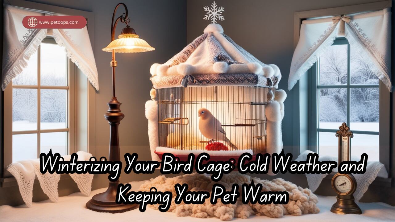 A beautiful bird cage in winter setting.