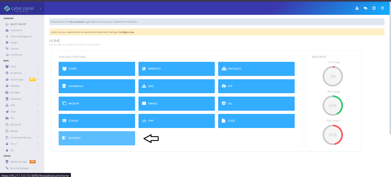 CyberPanel Home