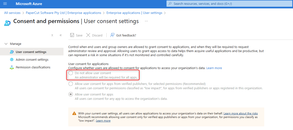 Screenshot of the "User content settings" page