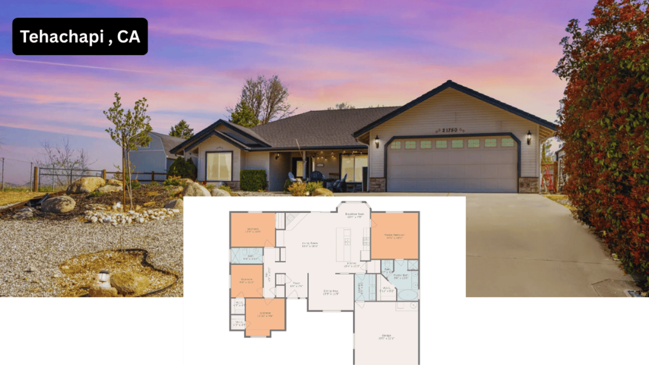 Tour This 2,072 Sq Ft Modern Ranch Style Home in East Golden Hills Tehachapi, CA with Scenic Views and Attached Garage