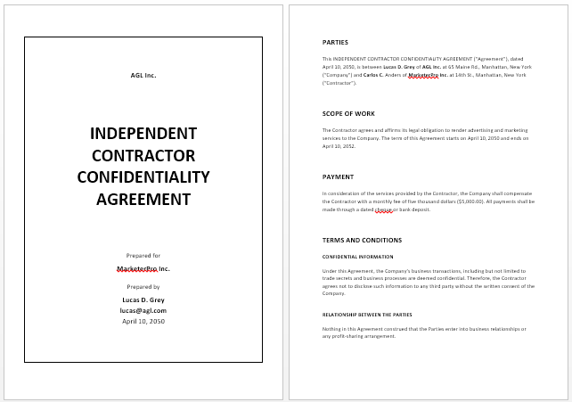 Independent Contractor Confidentiality Agreement Template by Template.Net