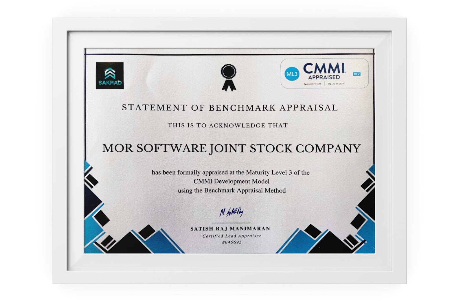 The CMMI Maturity Level 3 Appraisal of MOR Software