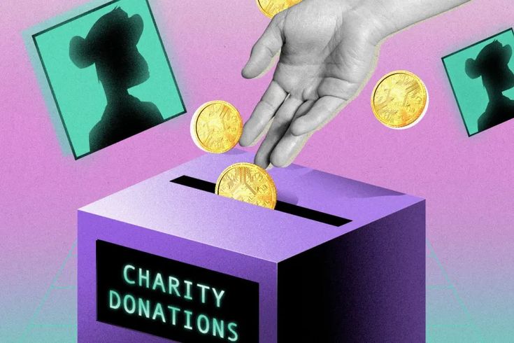 Crypto put into a charity donation box
