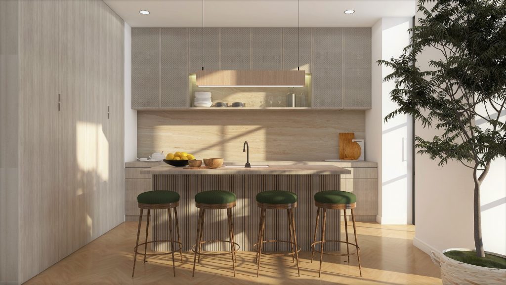 Kitchen with Japandi interior design