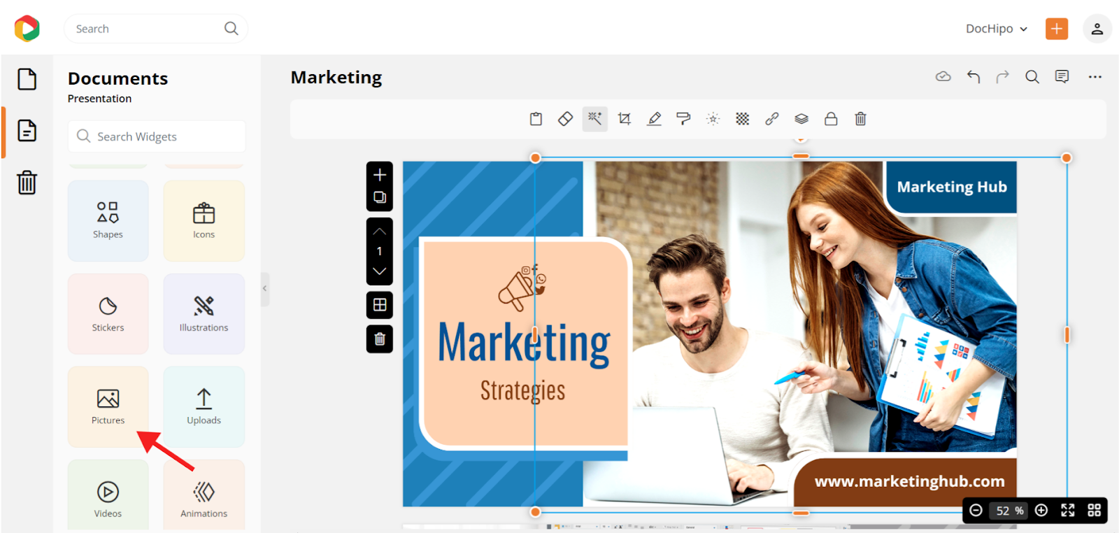 DocHipo marketing presentation template- picture editing