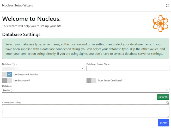 nucleus database settings