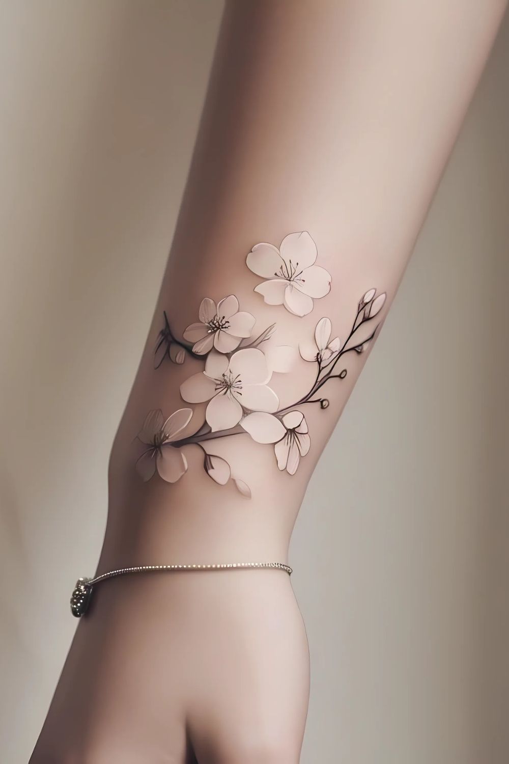 White Cherry Blossom Tattoo
