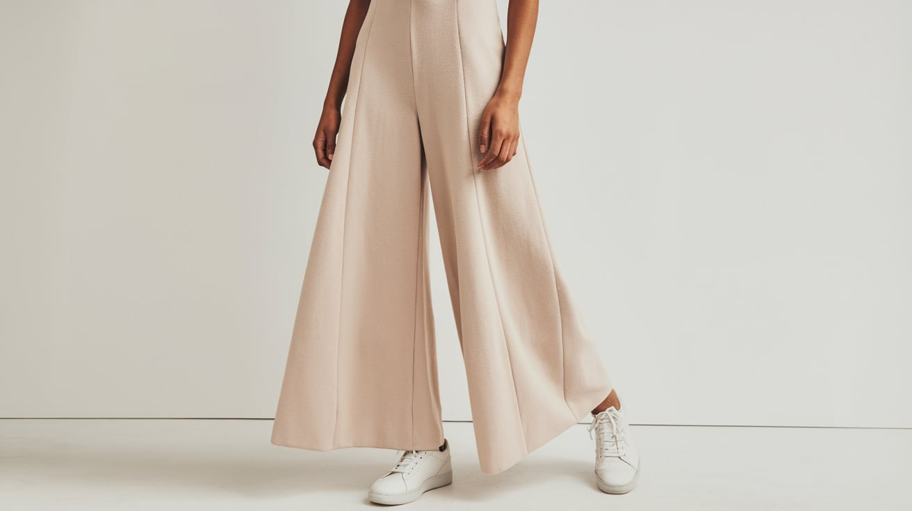 271887 Daily Practice by Anthropologie Seamed Wide-Leg Jumpsuit Pearl Solid