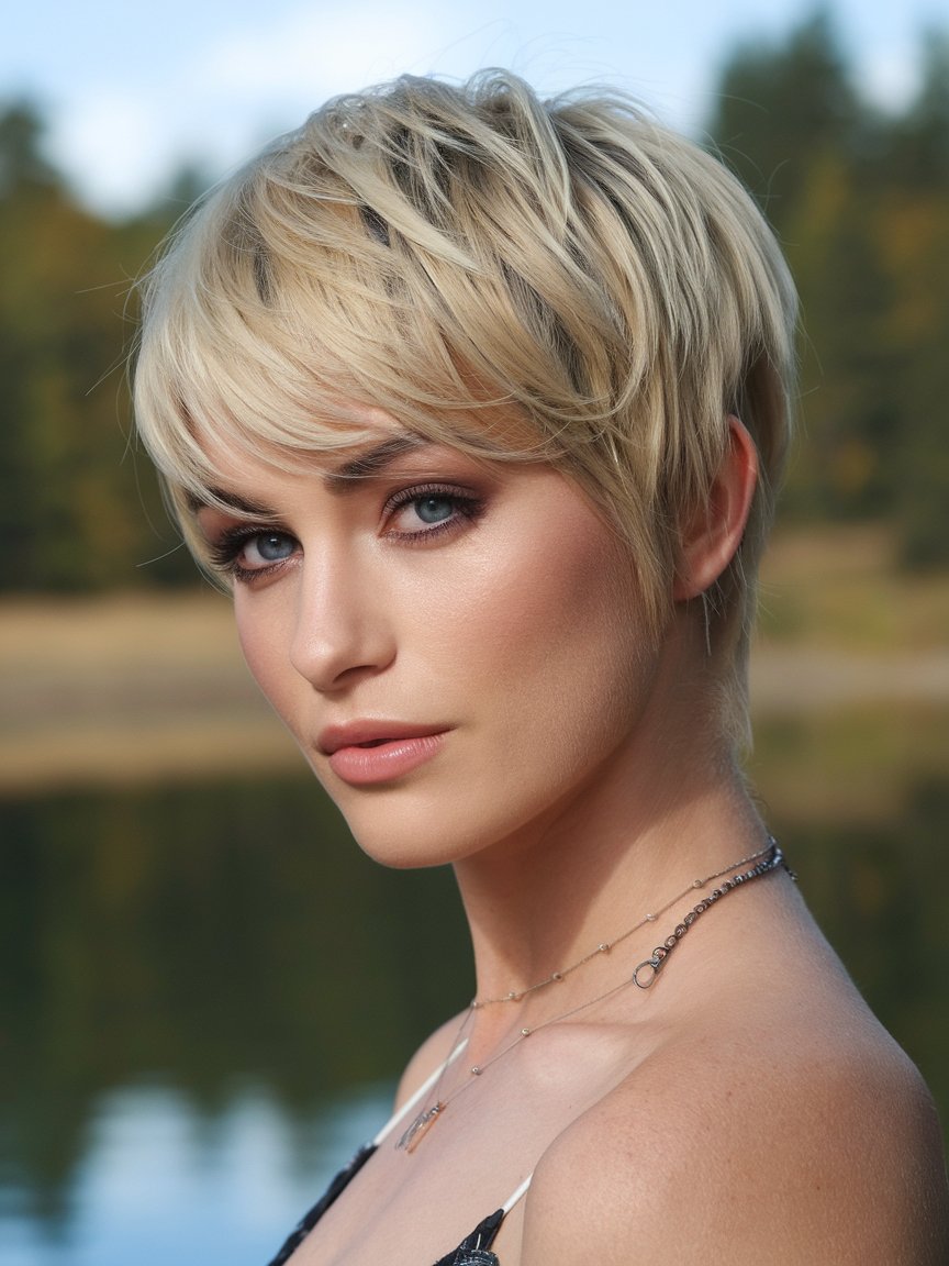 9. Layered Razor Cut Pixie Bob