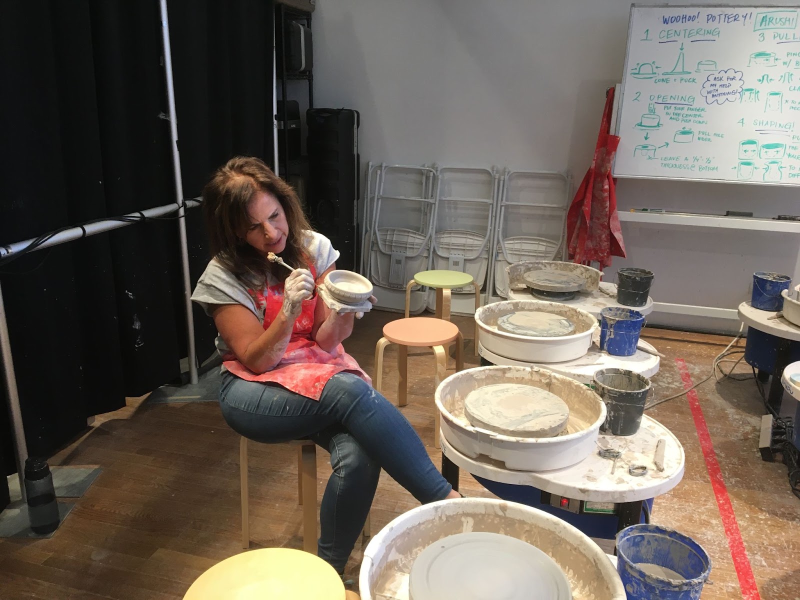 Carol detailing her pottery 