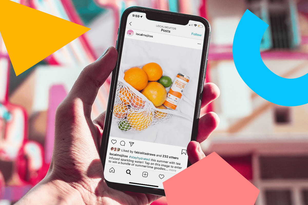 Smartphone displaying an Instagram feed with posts