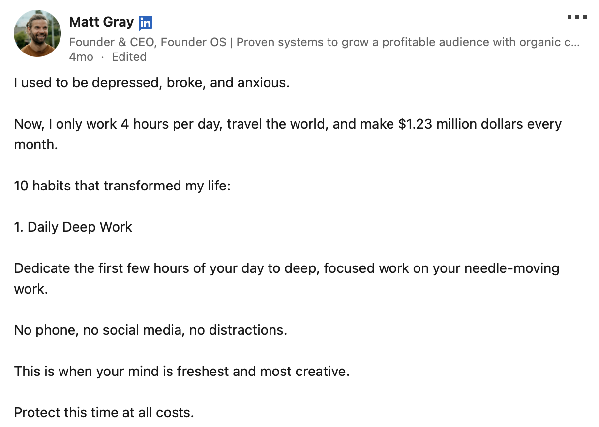 Matt Gray LinkedIn Post - LinkedIn Top Voice