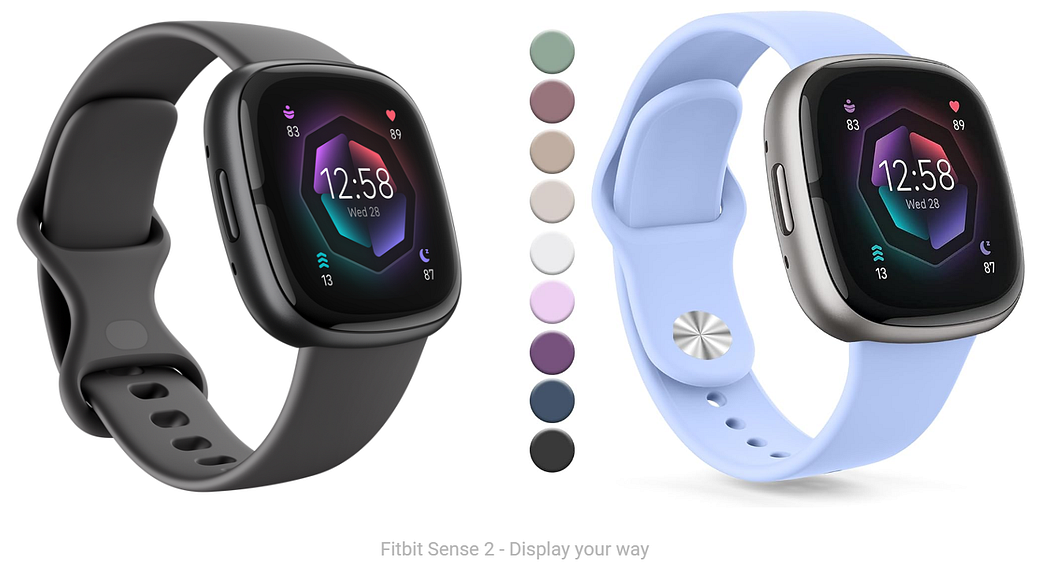 Fitbit Sense 2 Advanced Health and Fitness Smartwatch with Tools to Manage Stress and Sleep, ECG App, SpO2, 24/7 Heart Rate and GPS, Shadow Grey/Graphite, One Size (S & L Bands Included)