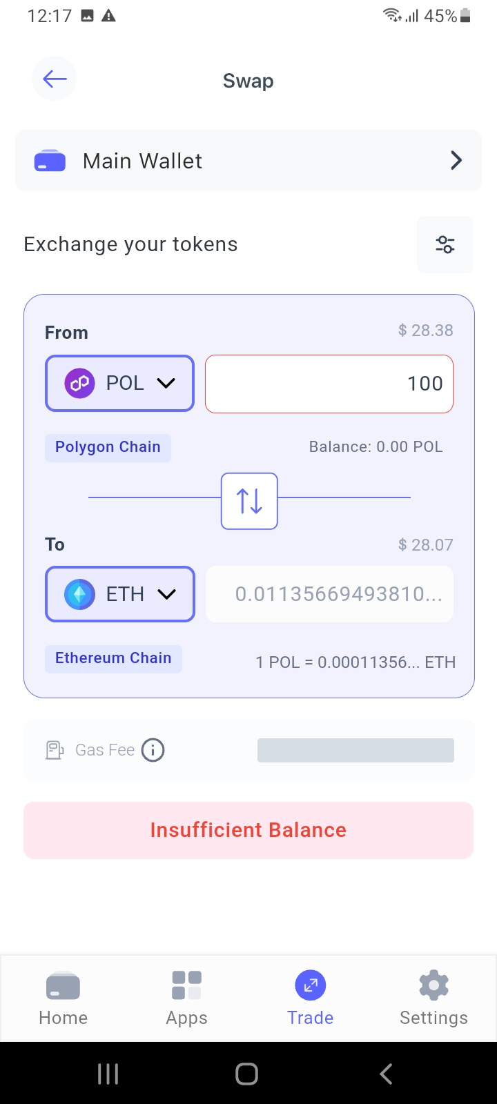 Swap POL tokens on Best Wallet