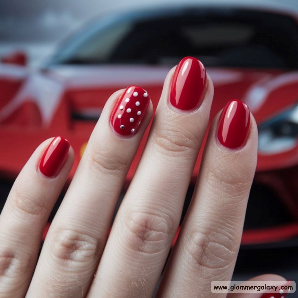 End of Summer Nails having Ferrari Red Statement