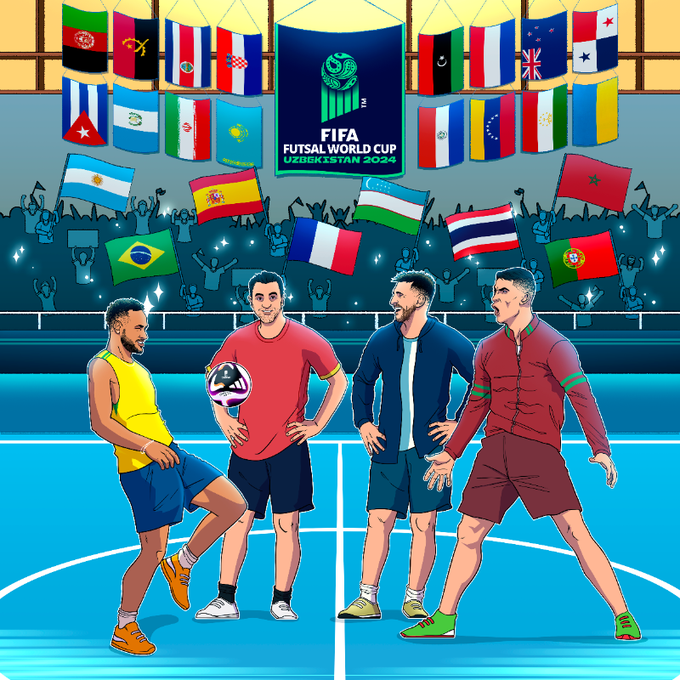 Arte criada pela Fifa com estrelas do futebol