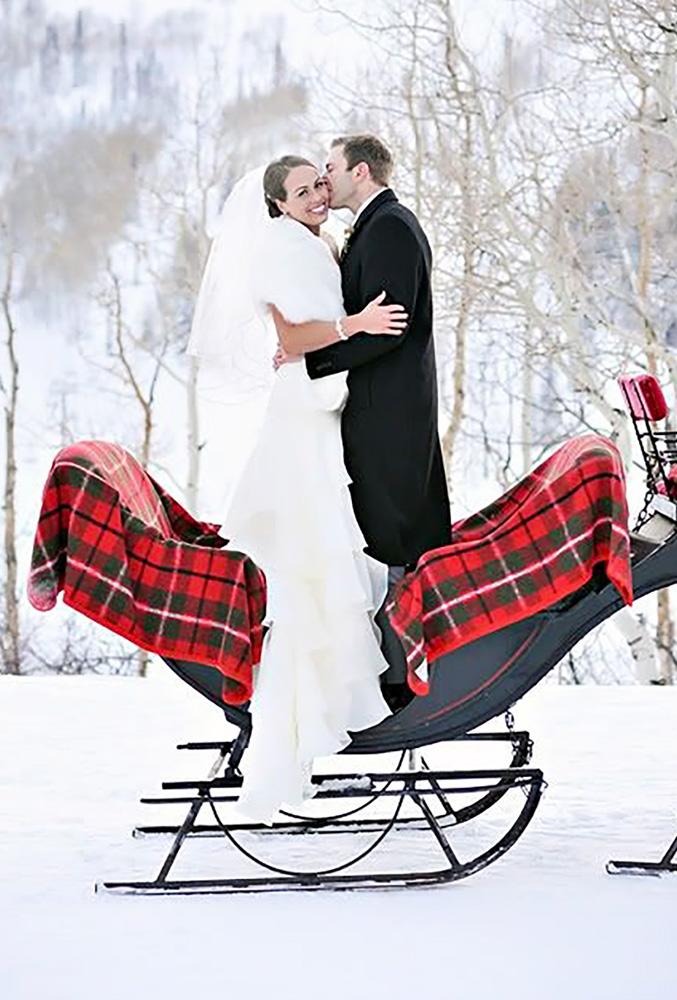 winter wedding photo ideas wedding sleigh Rebekah Westover