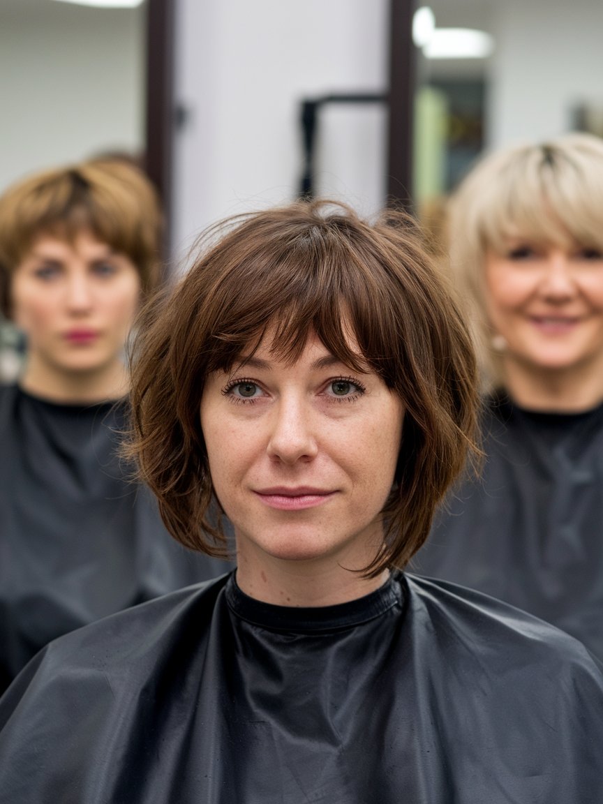 23. Jaw Length Choppy Bob with Bangs