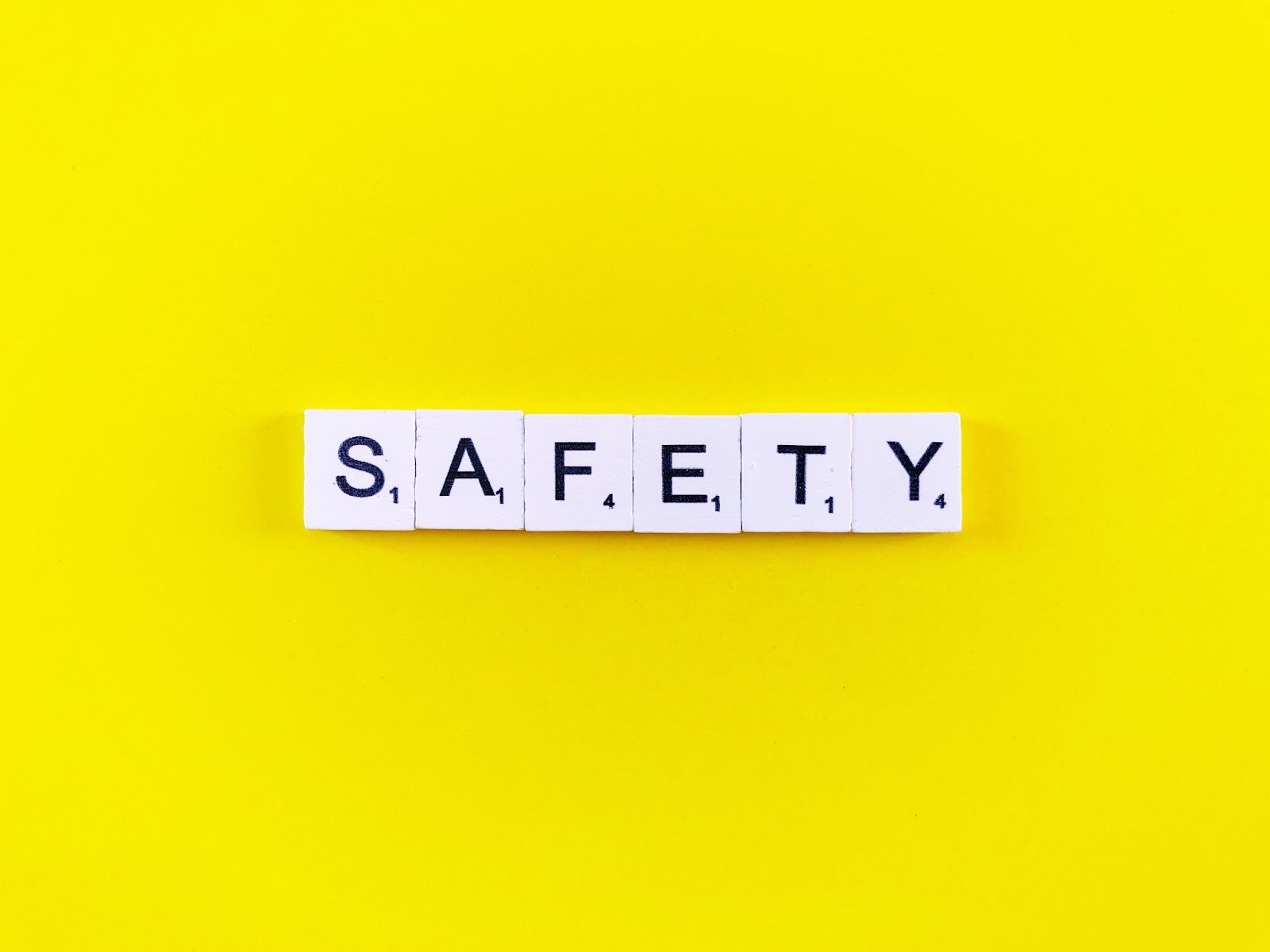 Word “safety” on word tiles. 