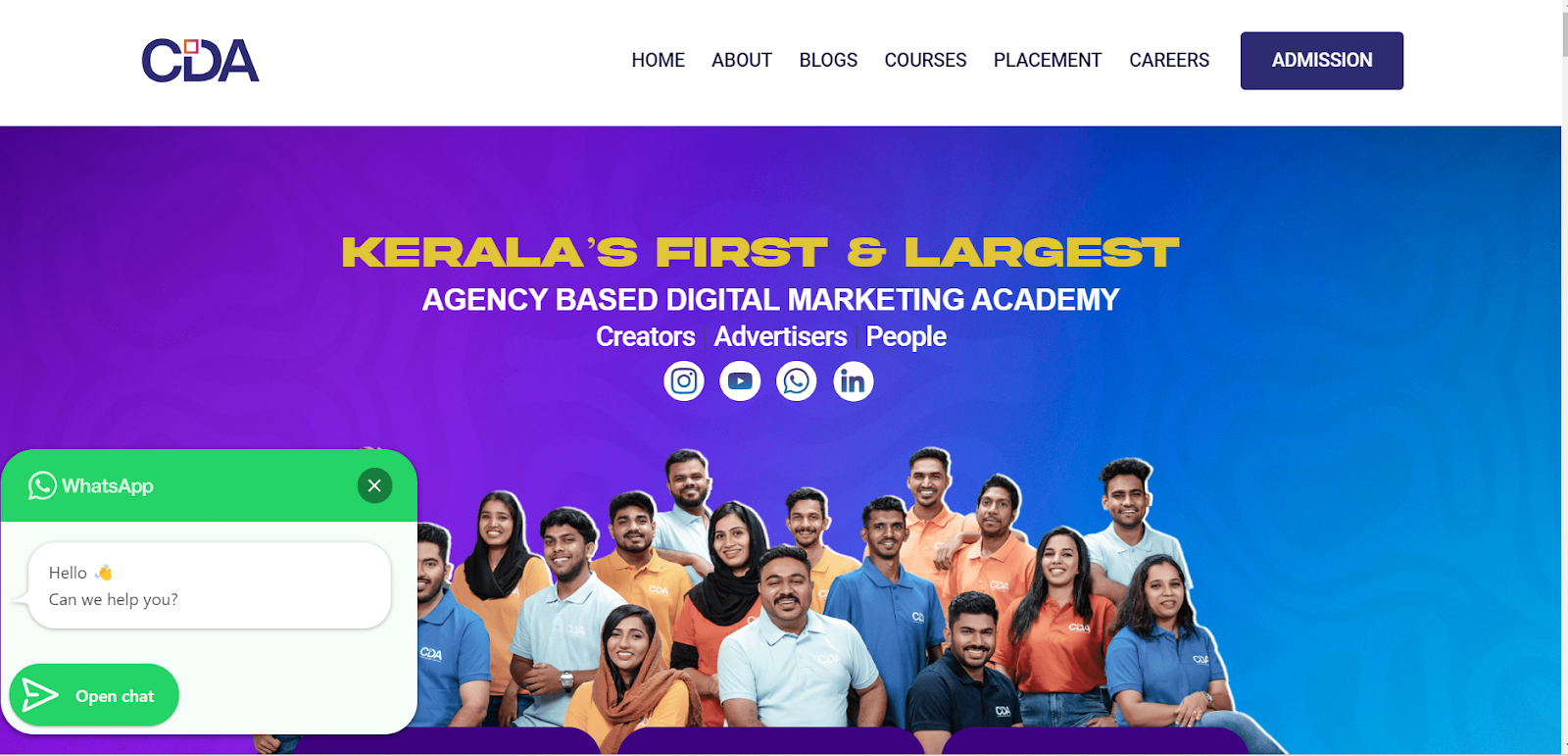 homepage of CDA Academy