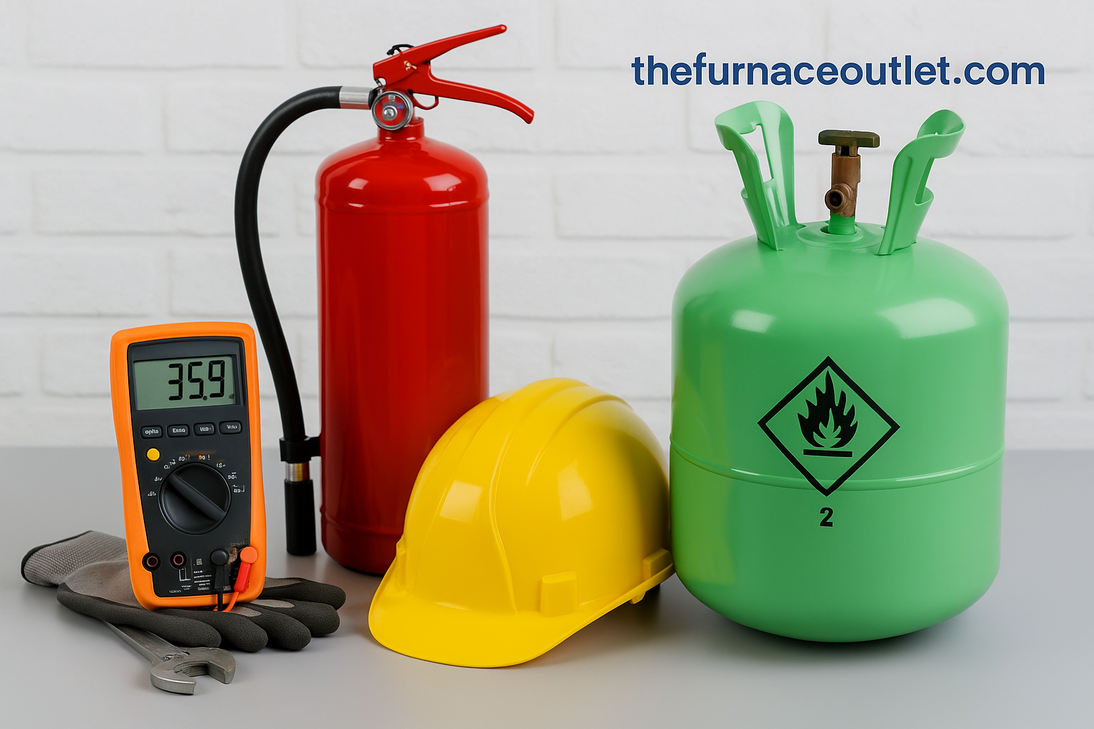 Technician using an advanced infrared leak detector to monitor A2L refrigerant levels and prevent hazardous buildup.