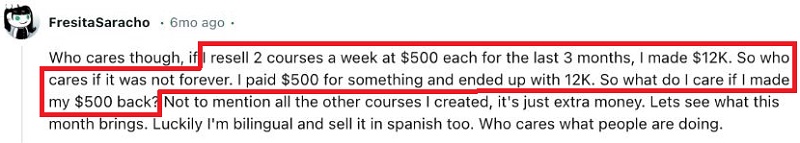 MRR course earnings Reddit