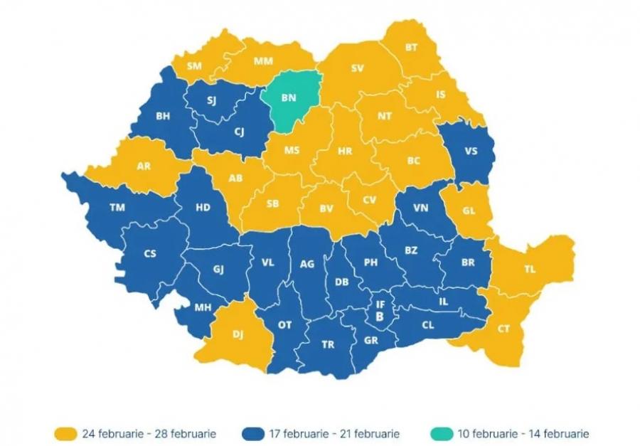 Vacanța şcolară din februarie, stabilită de inspectoratele judeţene