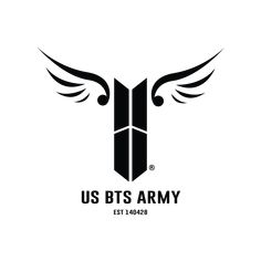 This contain a logo of the BTS army 