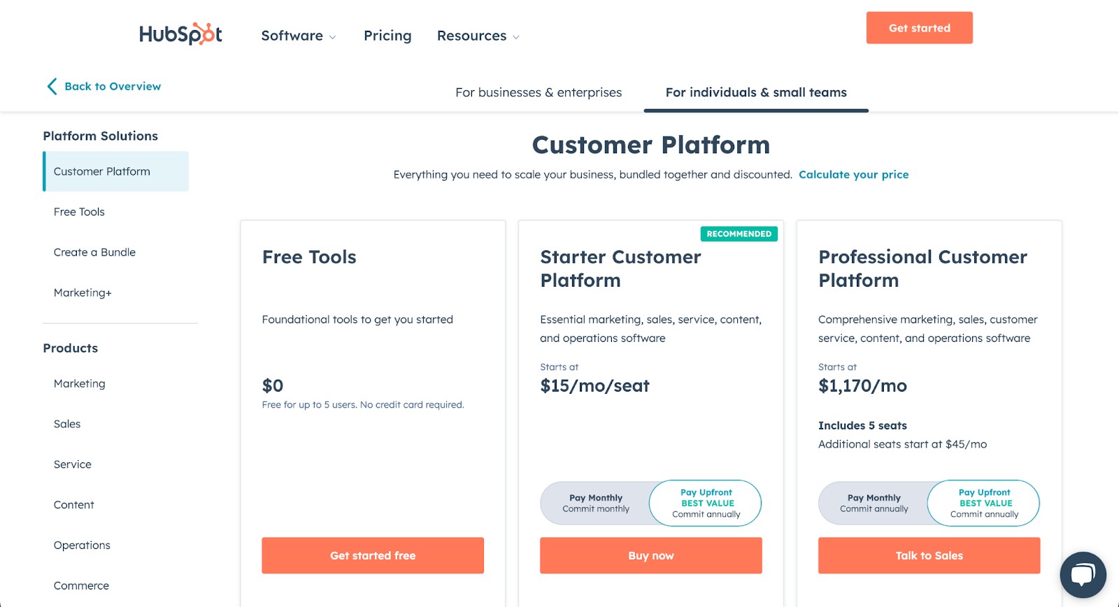 HubSpot CRM pricing plans 