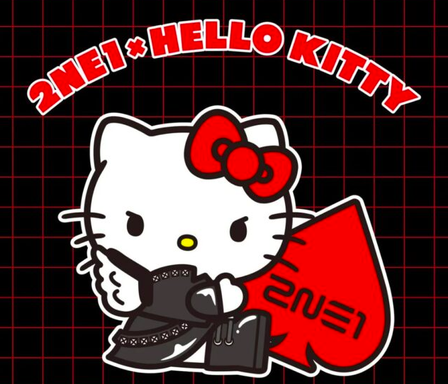 This contain an image of 2NE1 Hello Kitty collaboration