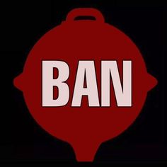 This contain a red and white sign that says ban in the middle of it's letters