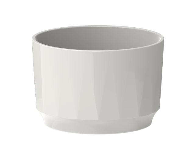 Glossy geometric round orchid pot for three 3.5-inch orchids, modern ceramic-look design in black, white, red, and gold (F223M)