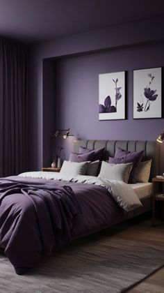 purple two colour combination for bedroom 