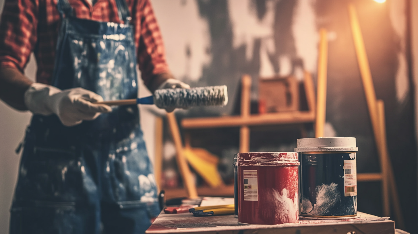 um homem de macacão se preparand para fazer pinturas de casas